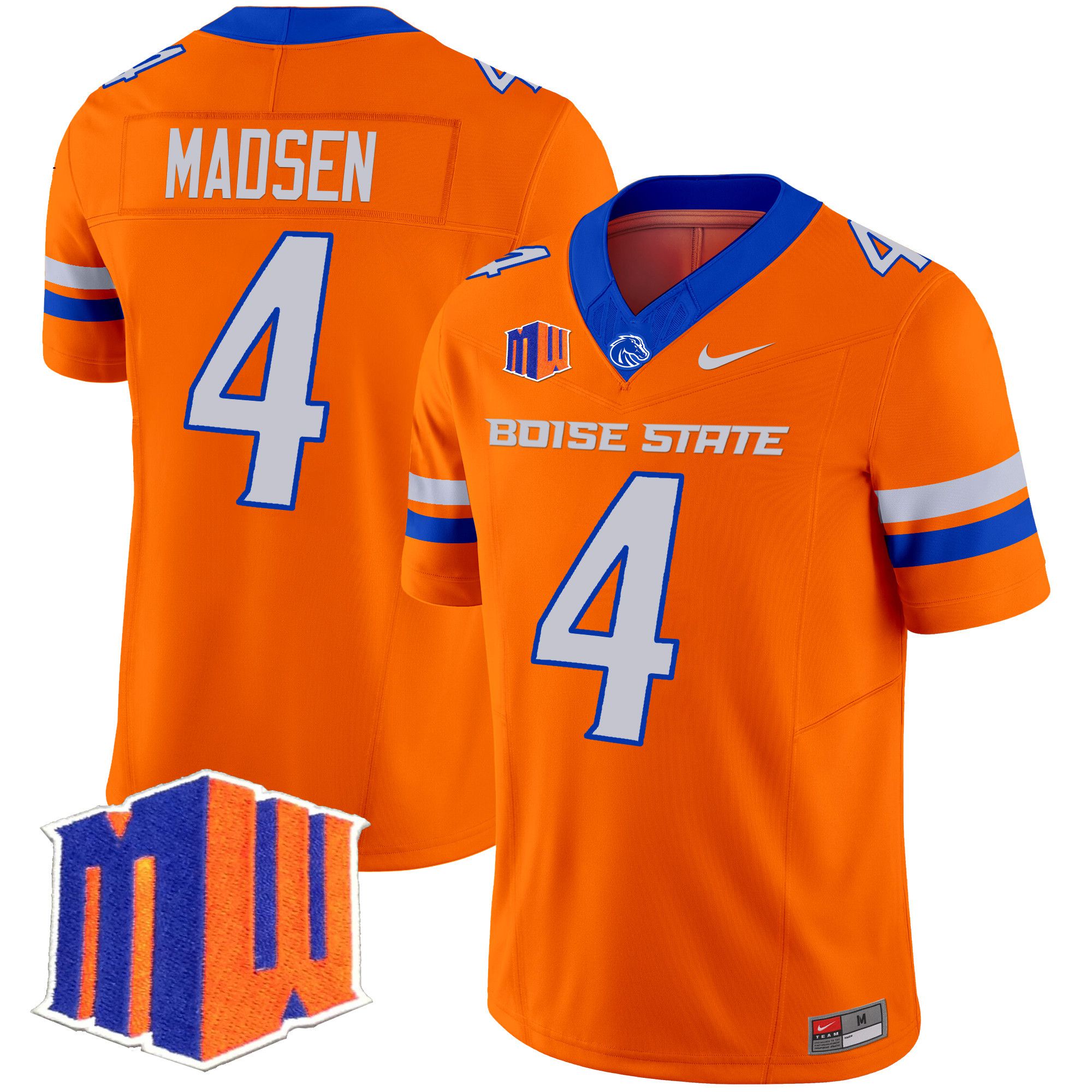 Men Boise State Broncos #4 Madsen Orange Nike 2024 Vapor Limited NCAA Jersey style 1